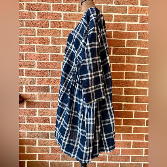 pero Plaid Shirt Dress, Navy White Tassels, Boat Neck, 3/4 Sleeve, 38 EU 6 US - Picture 6 of 12